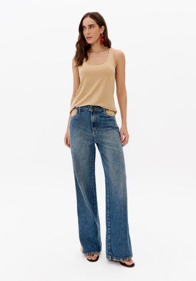 Calça Jeans Full Length Cintura Média