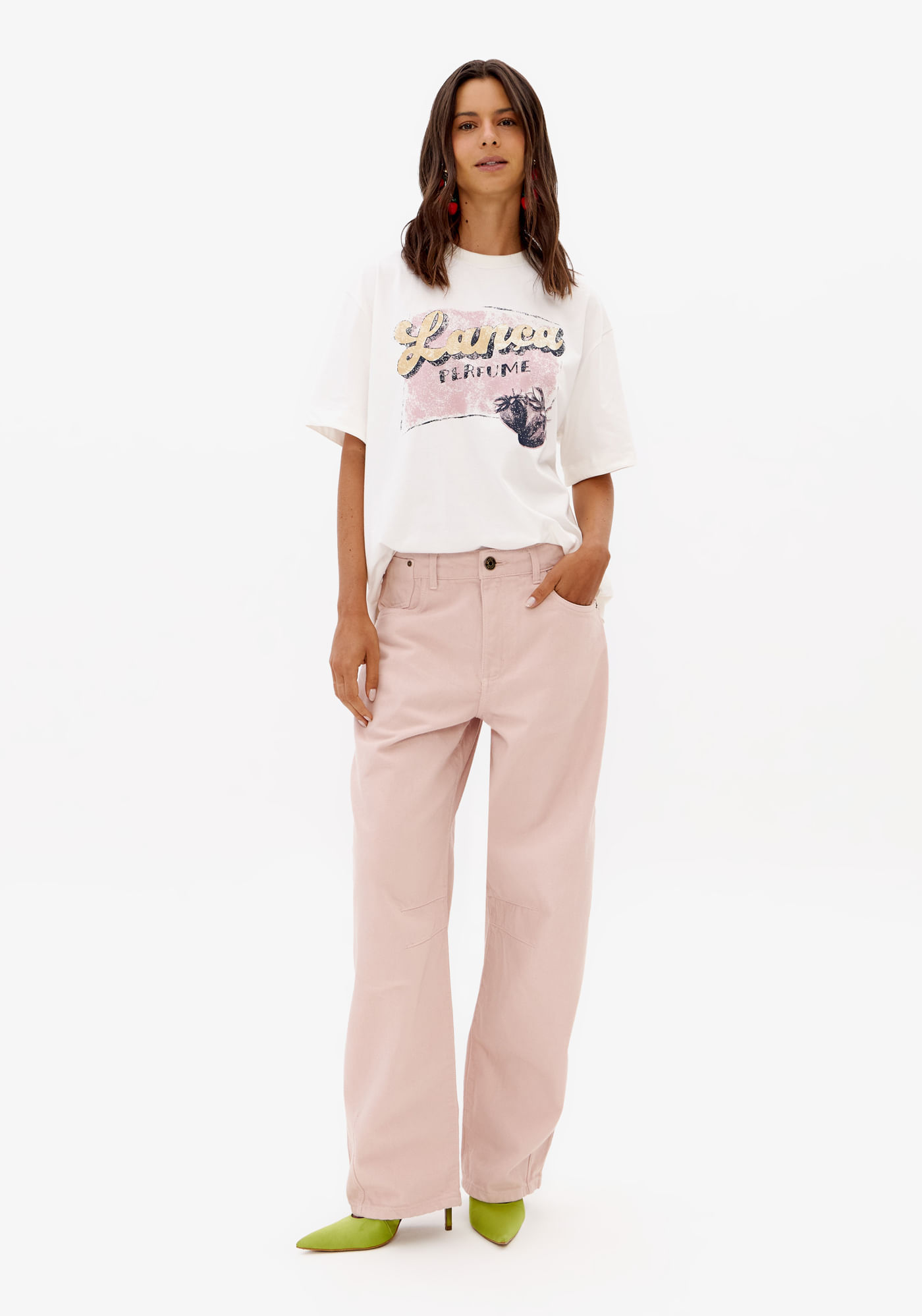 Calça Sarja Barrel Cintura Média