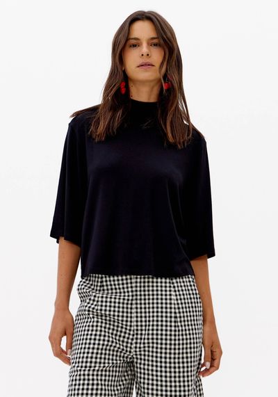 Blusa Manga Curta Malha De Viscose