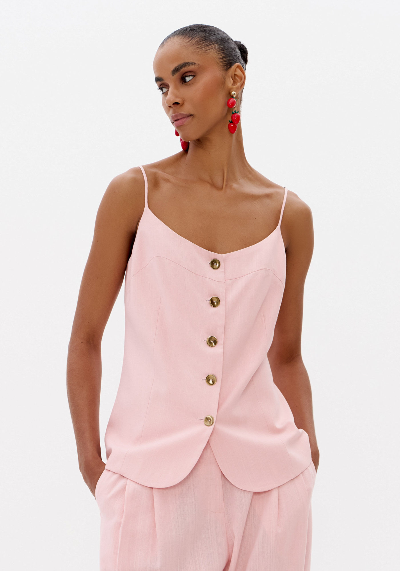 Blusa De Alças Com Linho