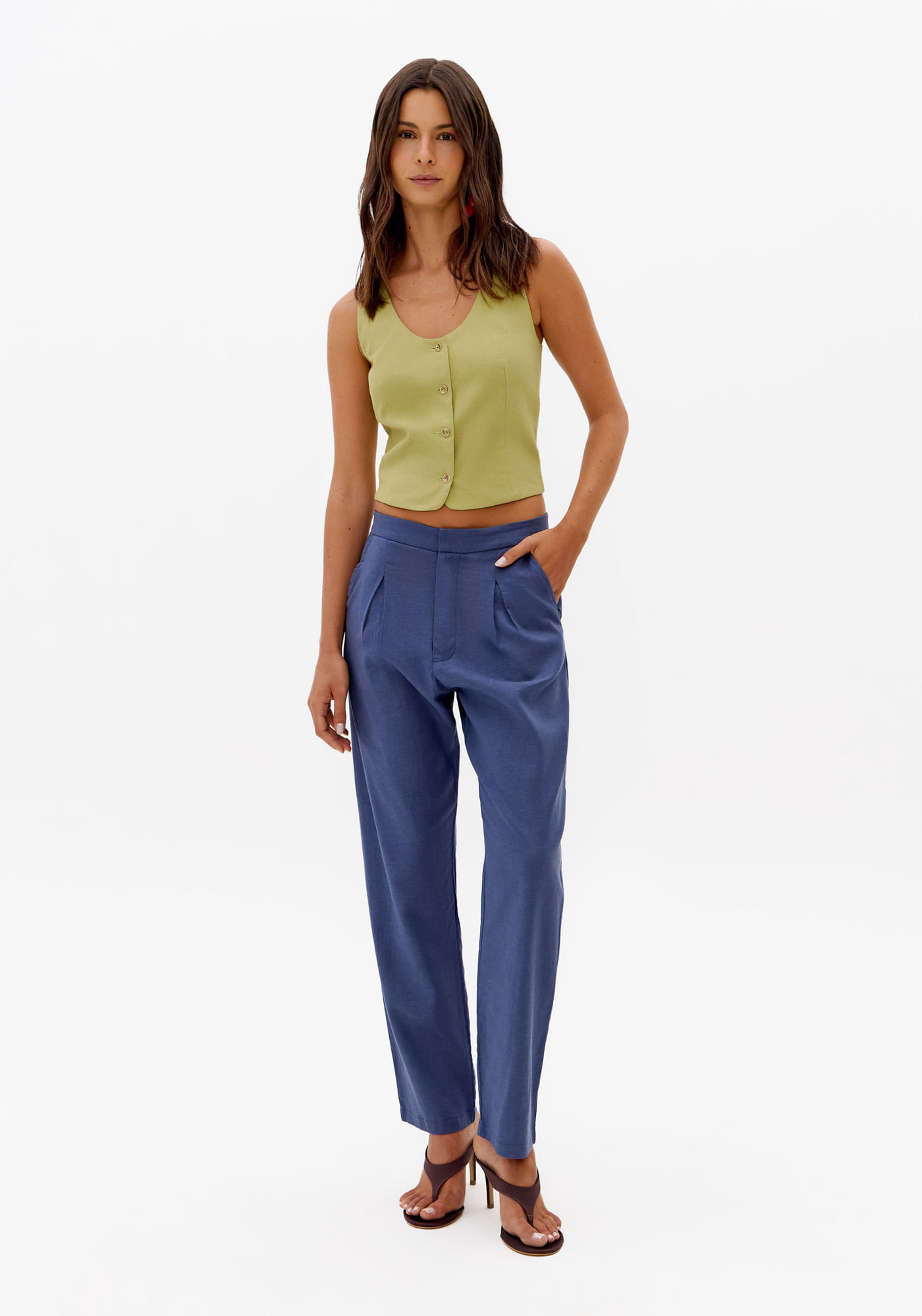 Calça Carrot Com Linho
