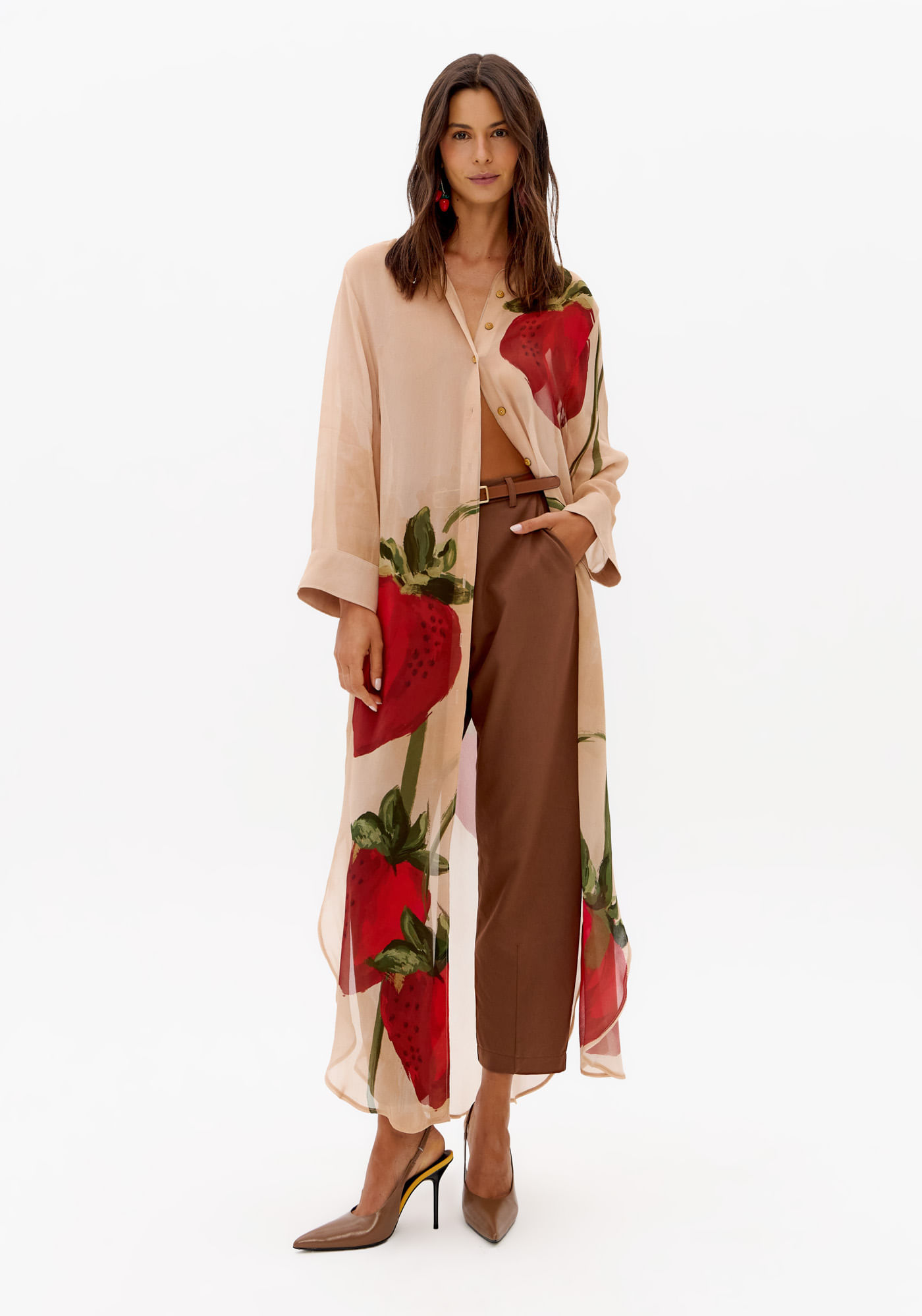 Calça Baggy Cintura Alta Com Viscose