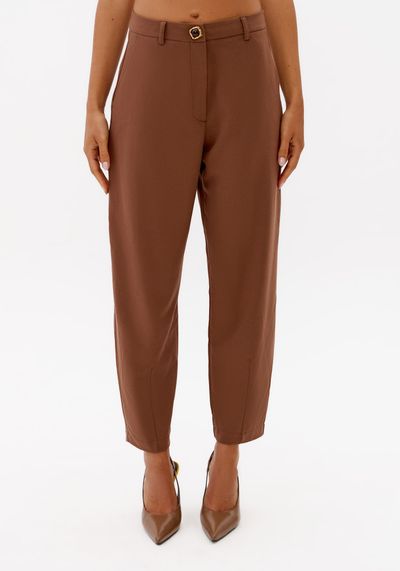 Calça Baggy Cintura Alta Com Viscose