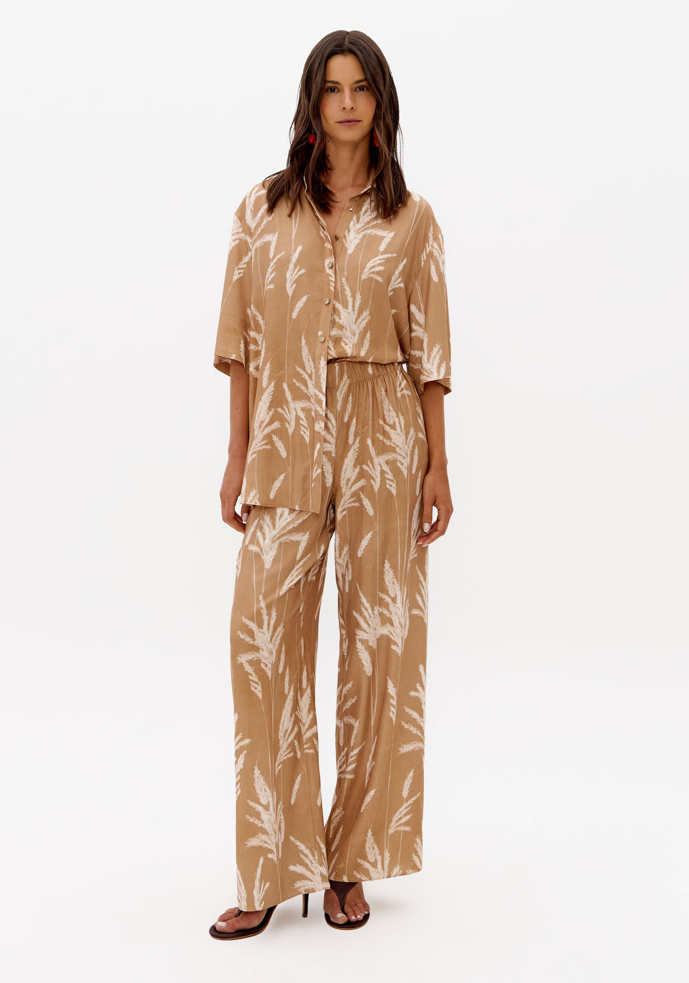 Calca Full Length Cintura Alta Estampada