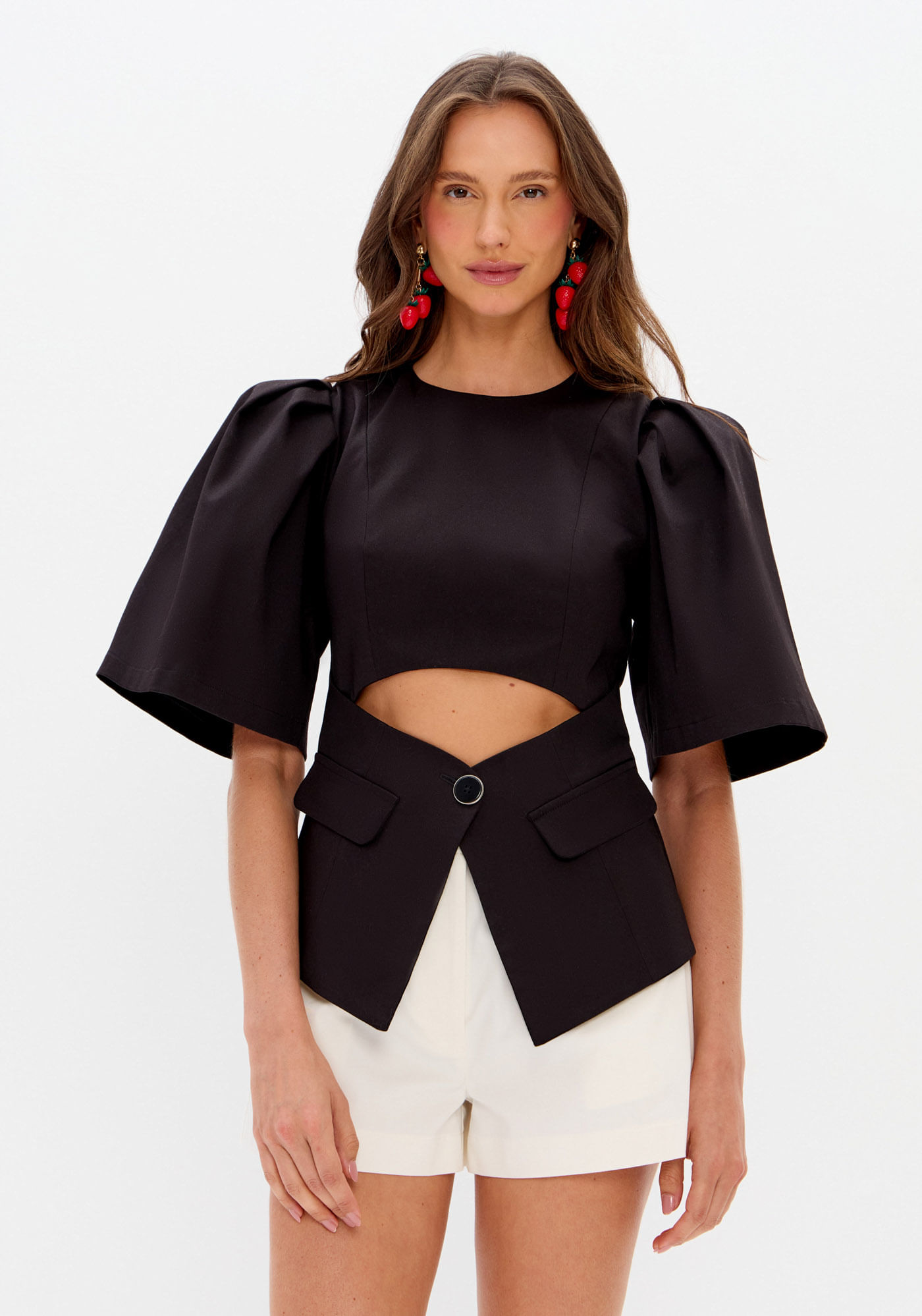 Blusa De Alfaiataria Com Cut Out