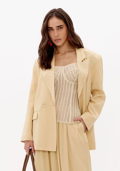 Blazer Regular Manga Longa Acetinado