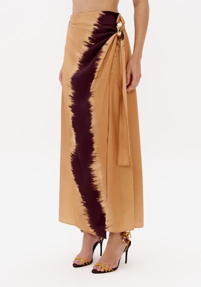 Saia Evasê Estampada Com Viscose