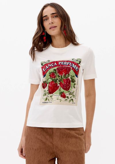 T-Shirt Regular Com Estampa Morango