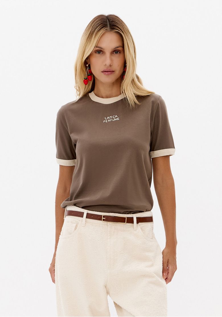 T-shirt Baby Look Com Bordado