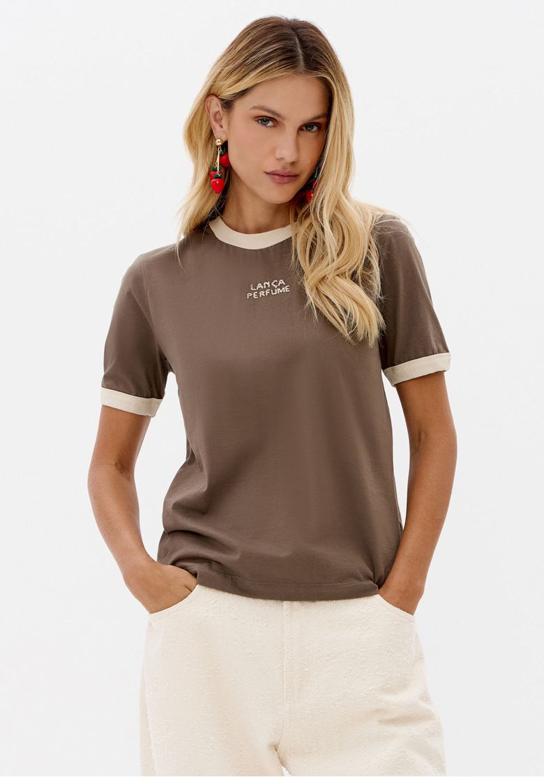 T-shirt Baby Look Com Bordado