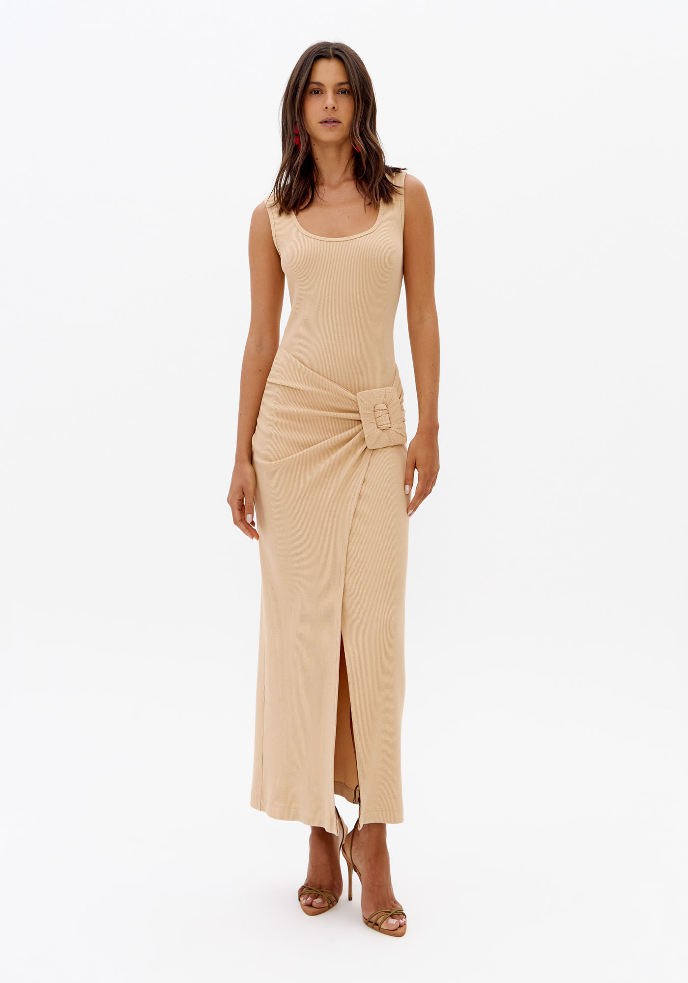 Vestido Canelado Sem Mangas