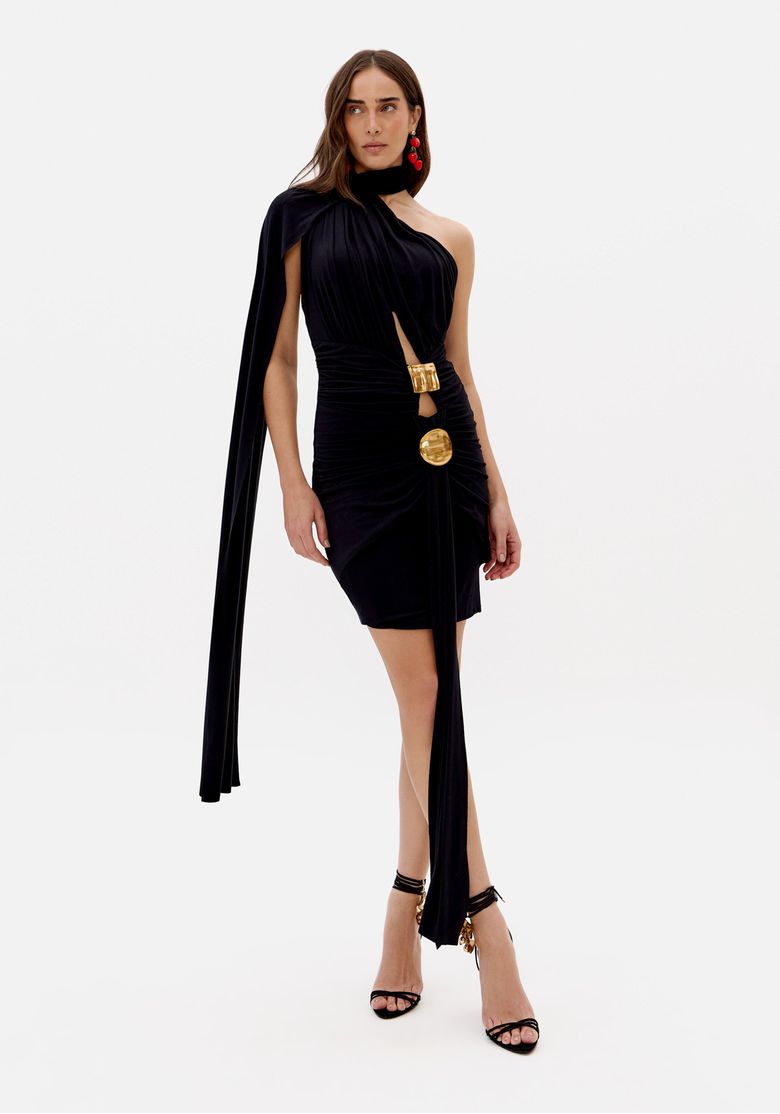 Vestido Curto Com Aviamentos