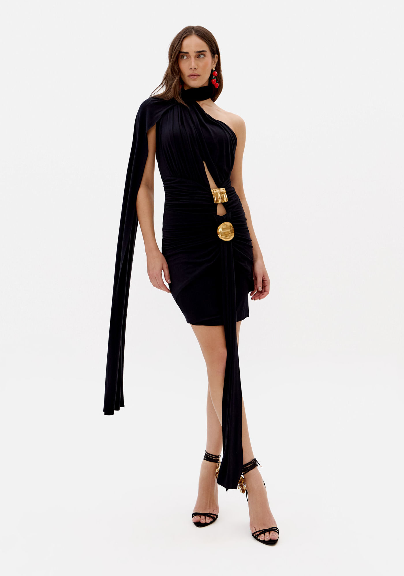 Vestido Curto Com Aviamentos