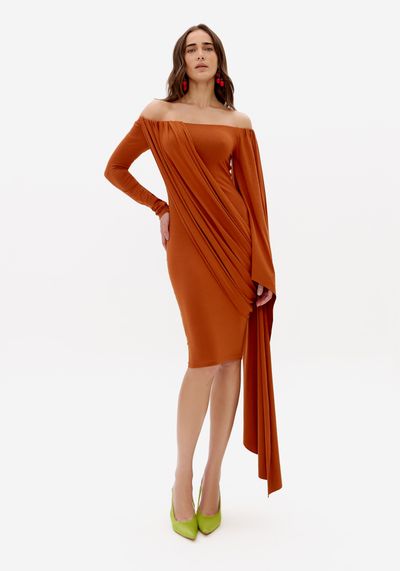 Vestido Curto Com Manga Alongada