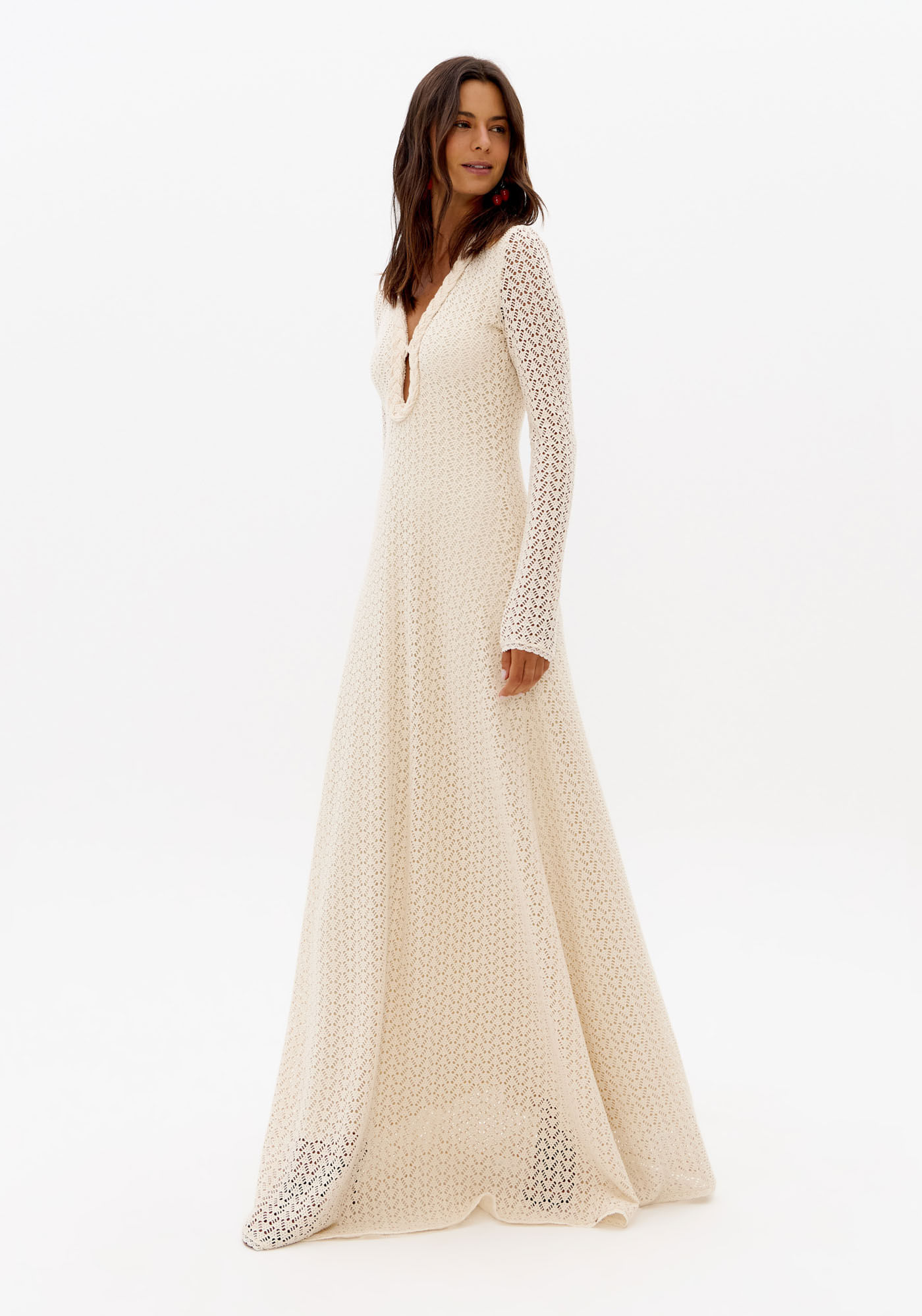 Vestido Longo Evasê Rendado