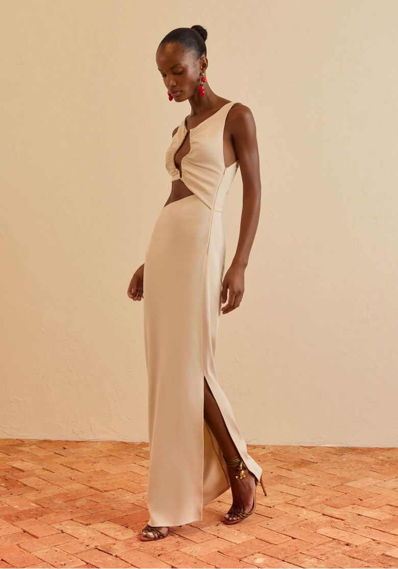 Vestido Longo Com Fenda