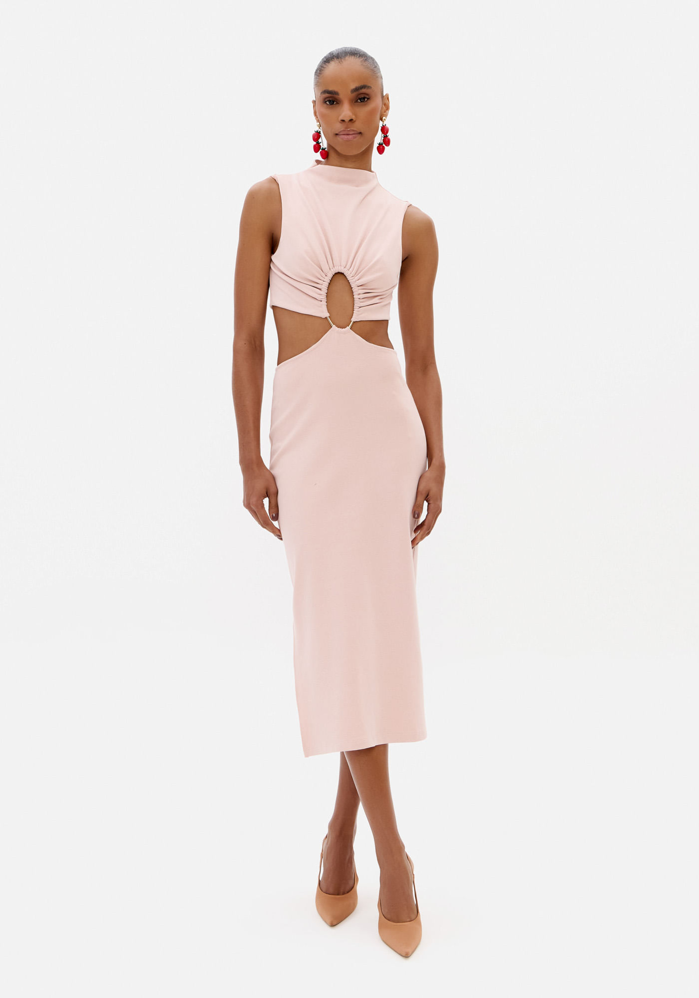 Vestido Super Midi Com Metal