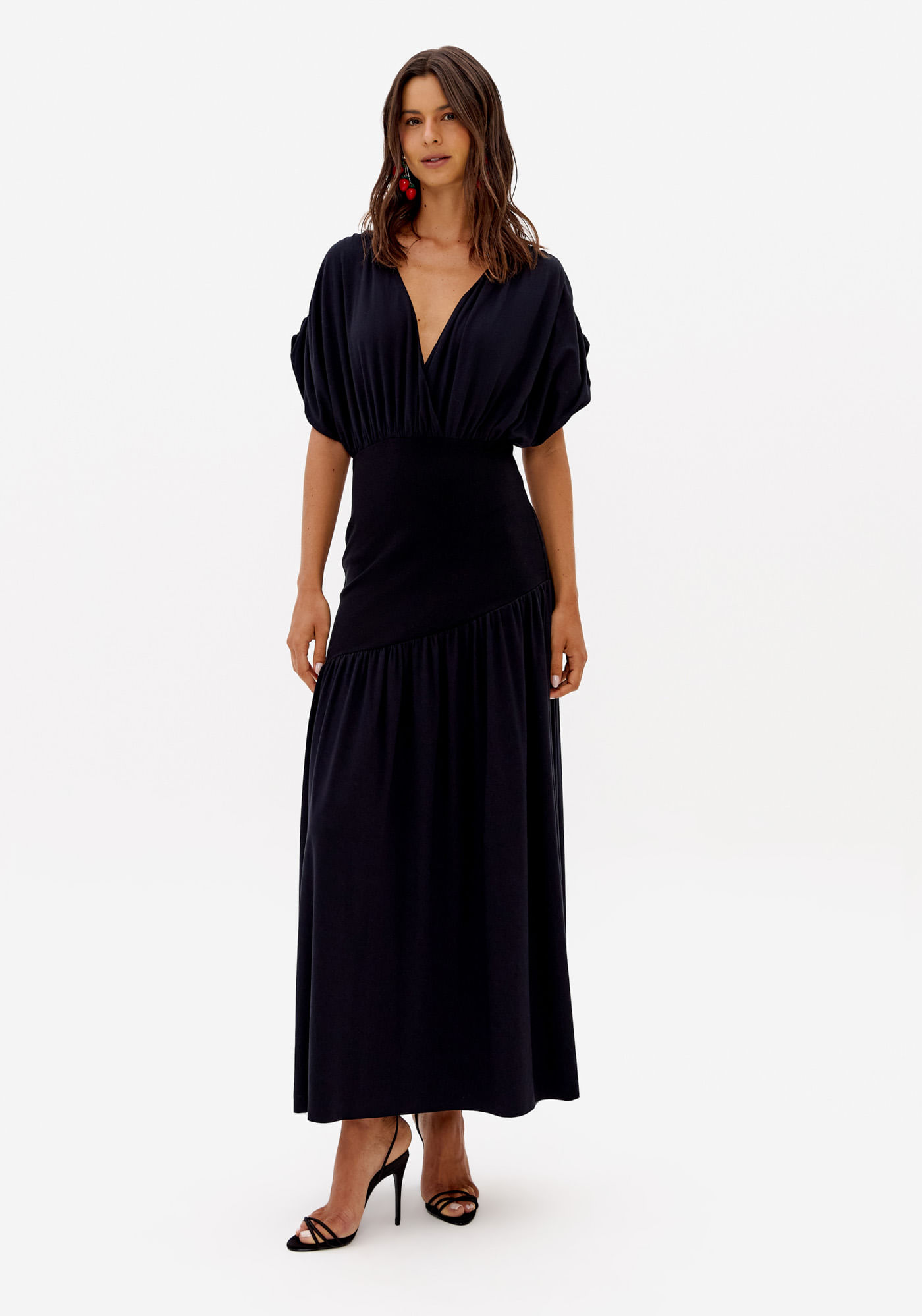 Vestido Evasê Com Malha De Viscose