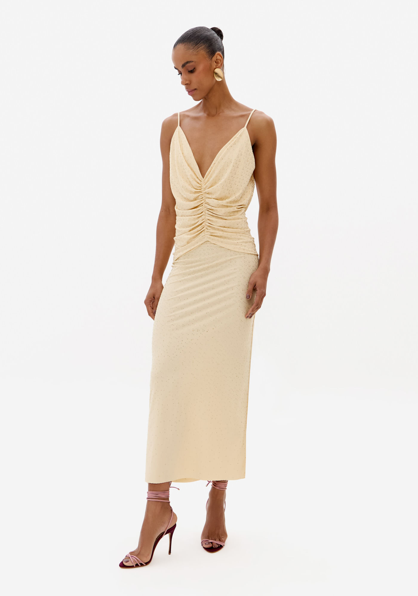 Vestido Longo De Alça Com Brilho