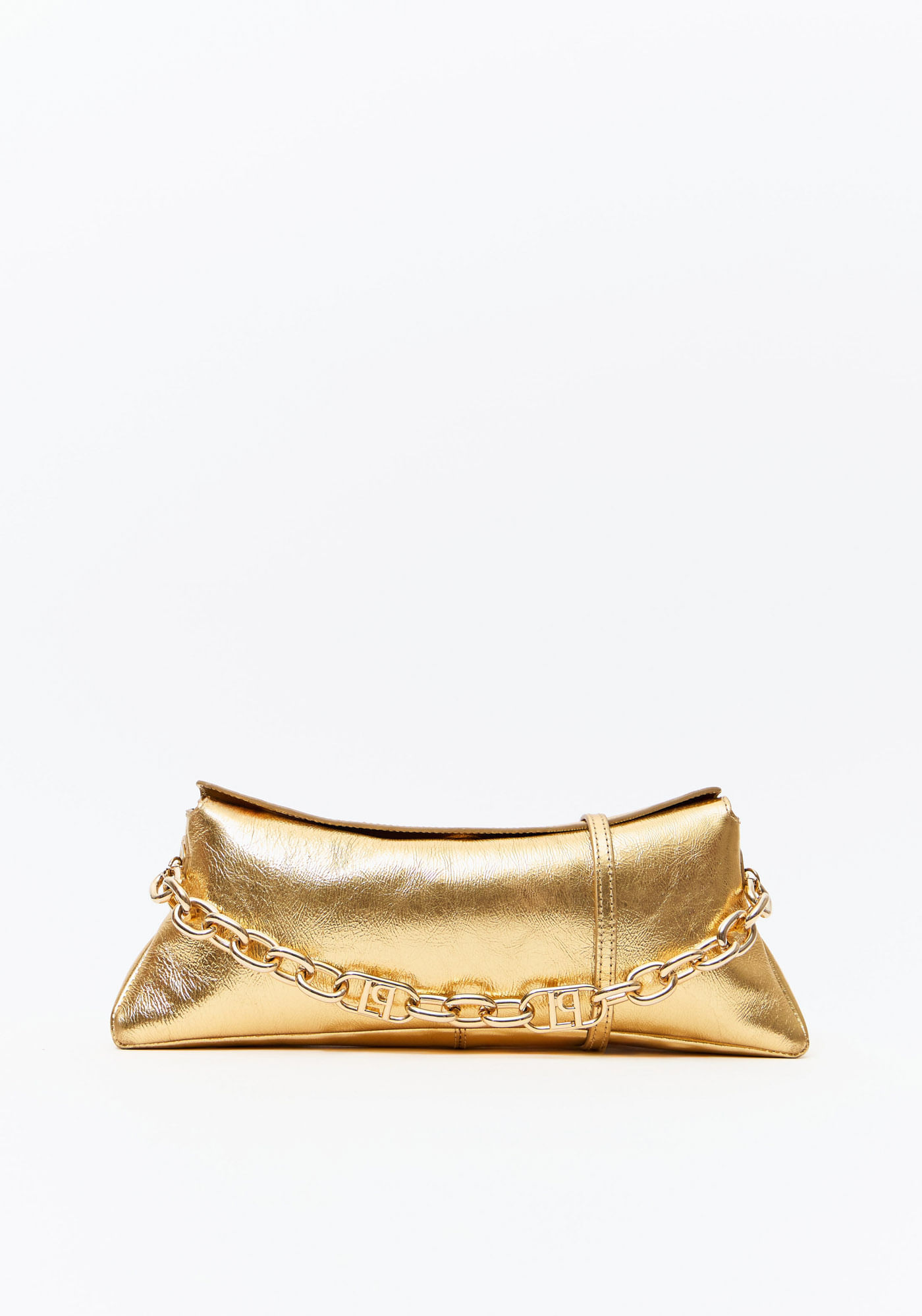 Bolsa Clutch Couro Alça Corrente