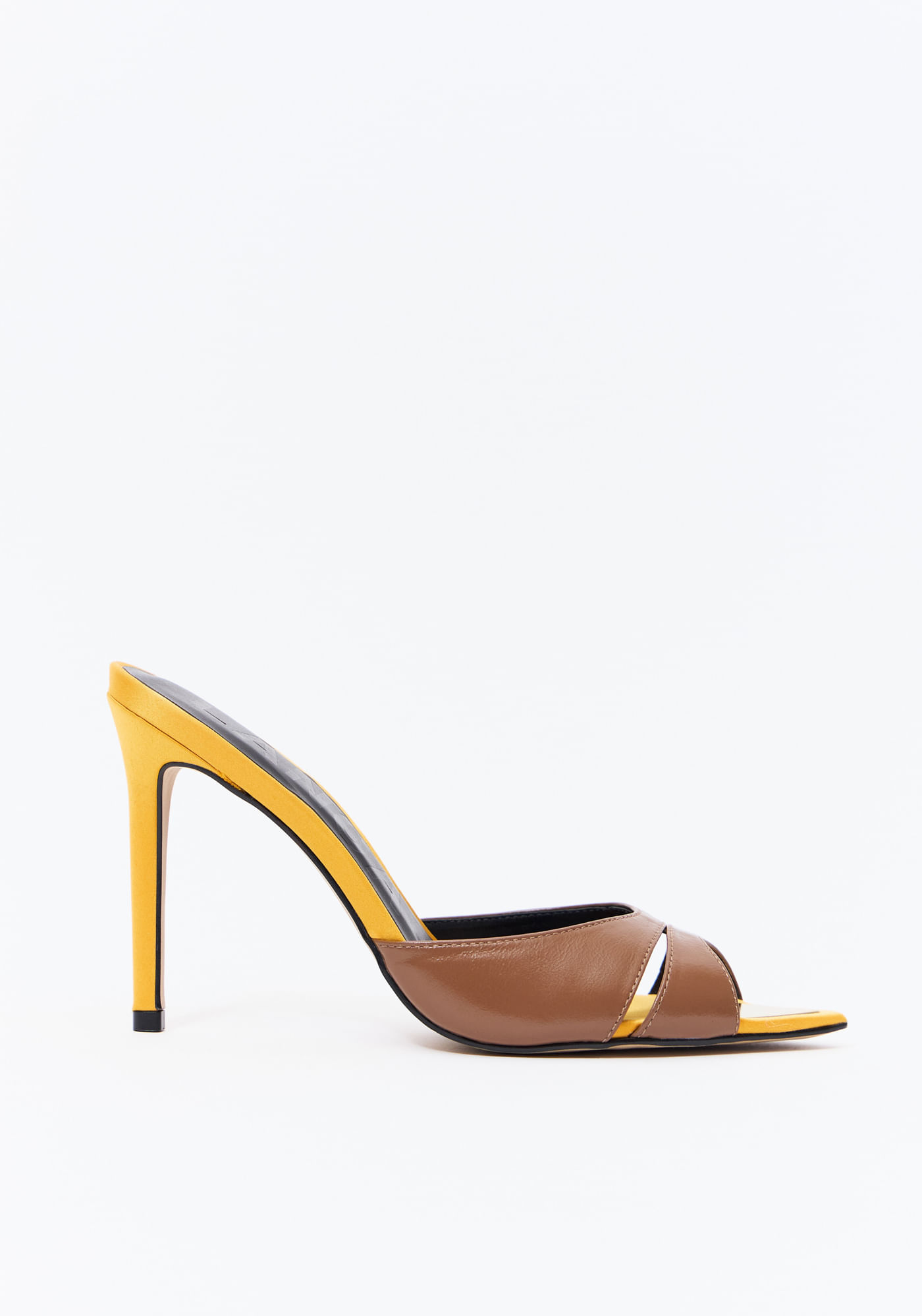 Sandália Mule Peep Toe Bicolor