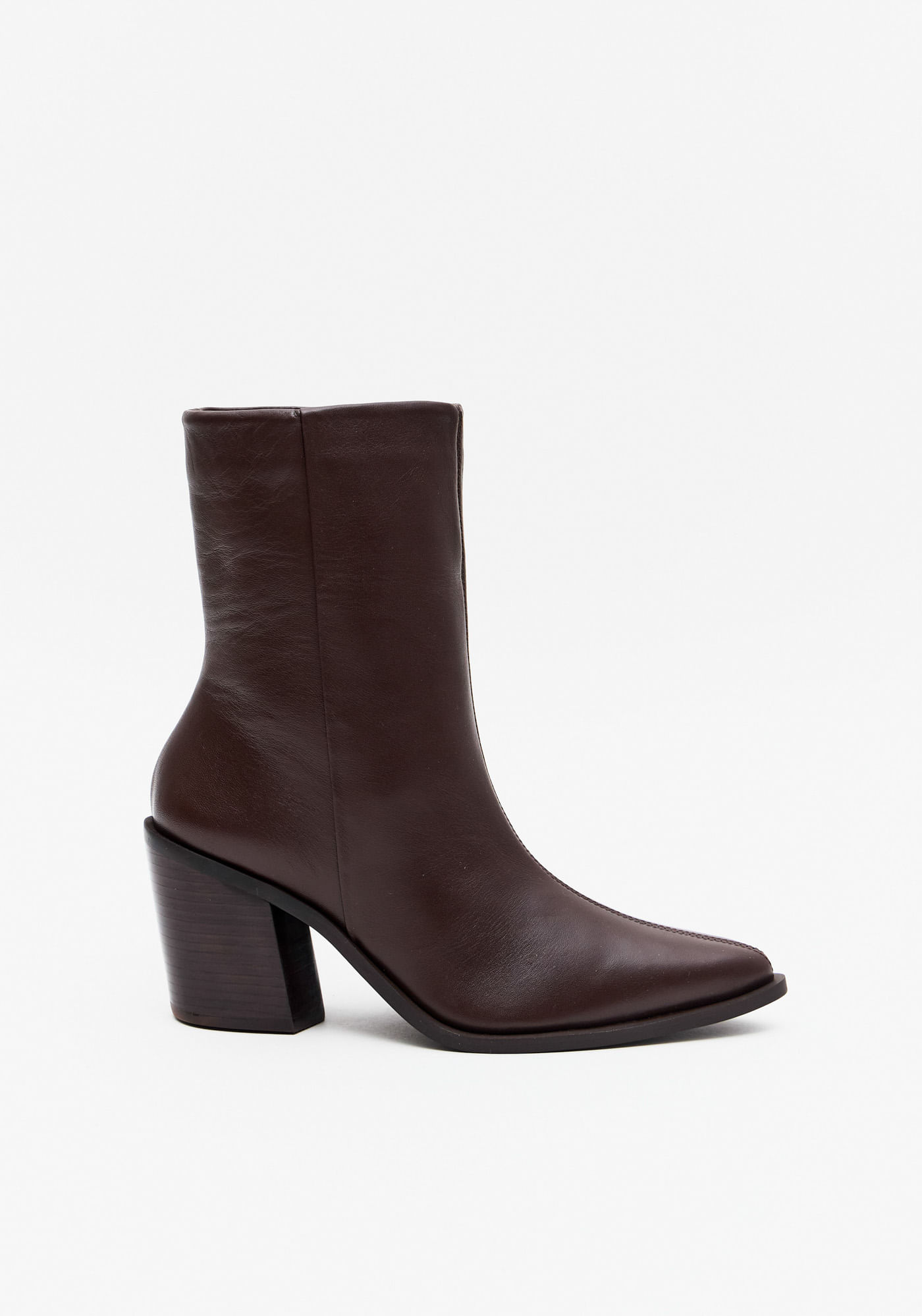 Bota Couro Cano Médio Salto Bloco