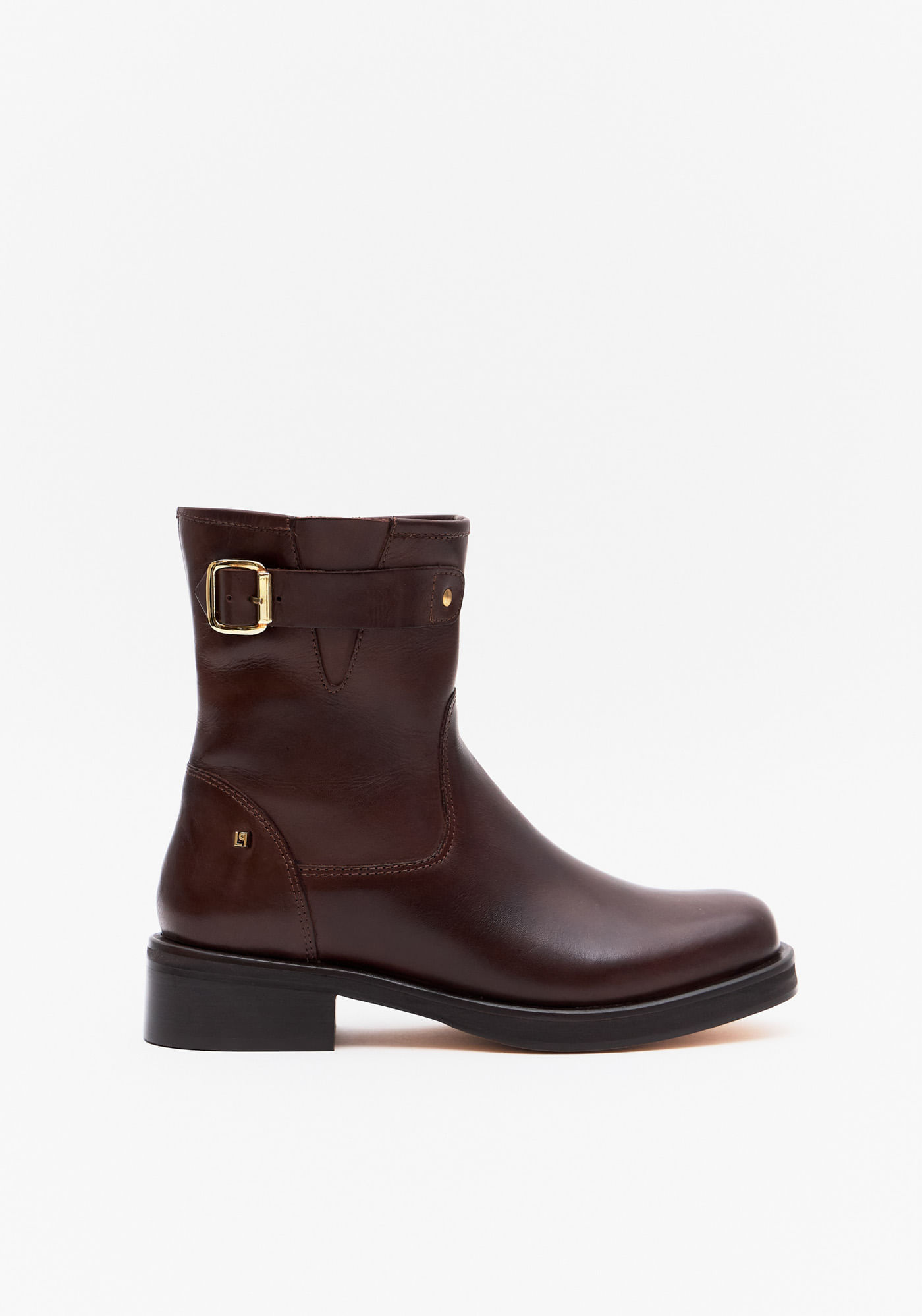 Bota Coturno Couro Com Fivela