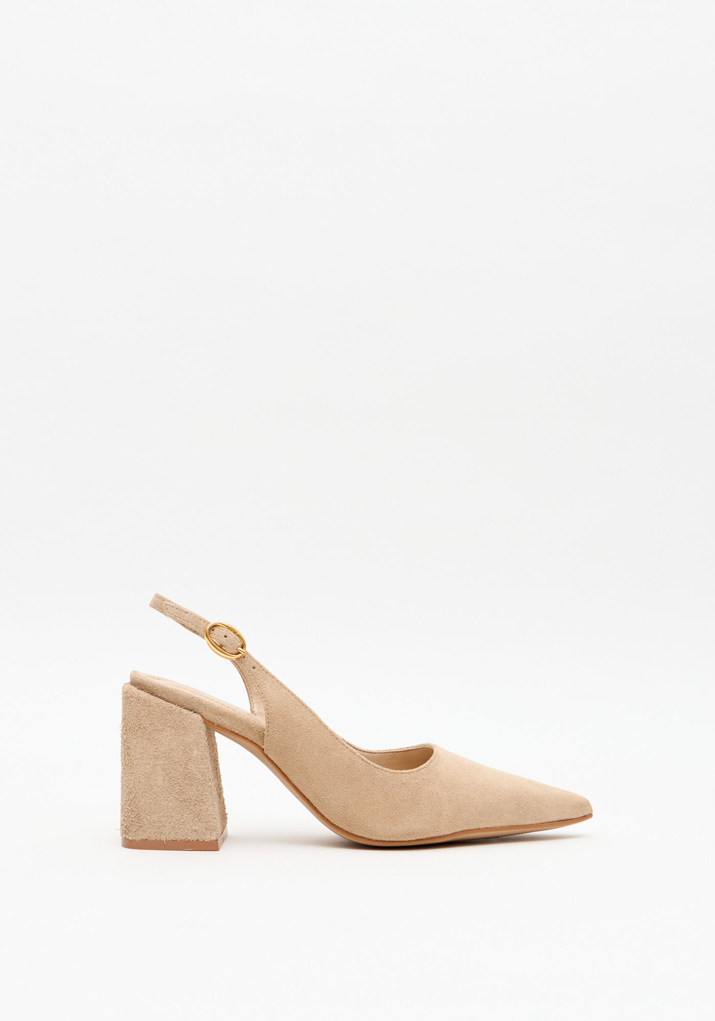 Scarpin Slinback Salto Bloco Couro