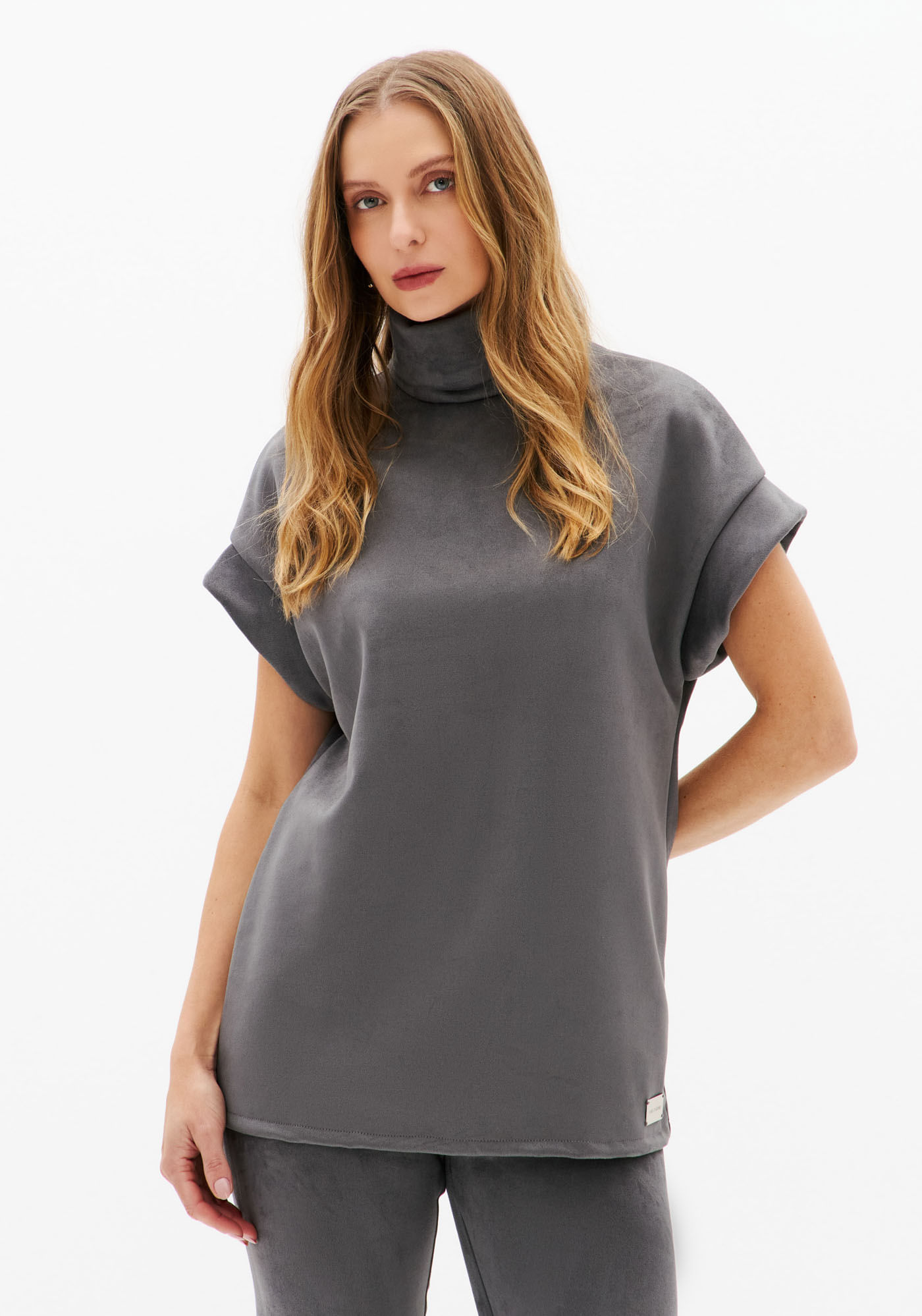 Blusa Alongada De Gola Alta