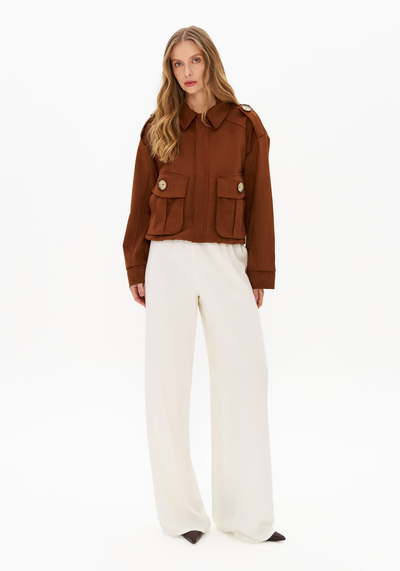 Calça Wide Leg Cintura Alta De Viscose