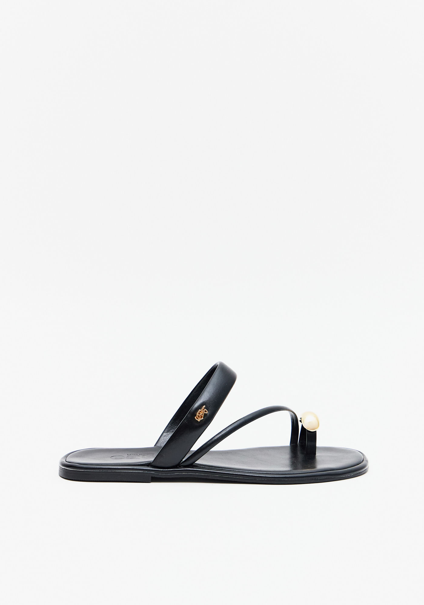 Rasteira Flat Tiras Com Metal Dedo