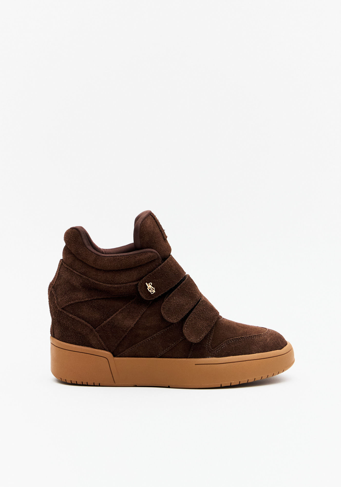 Tênis High-Top Couro Com Enfeite Metal