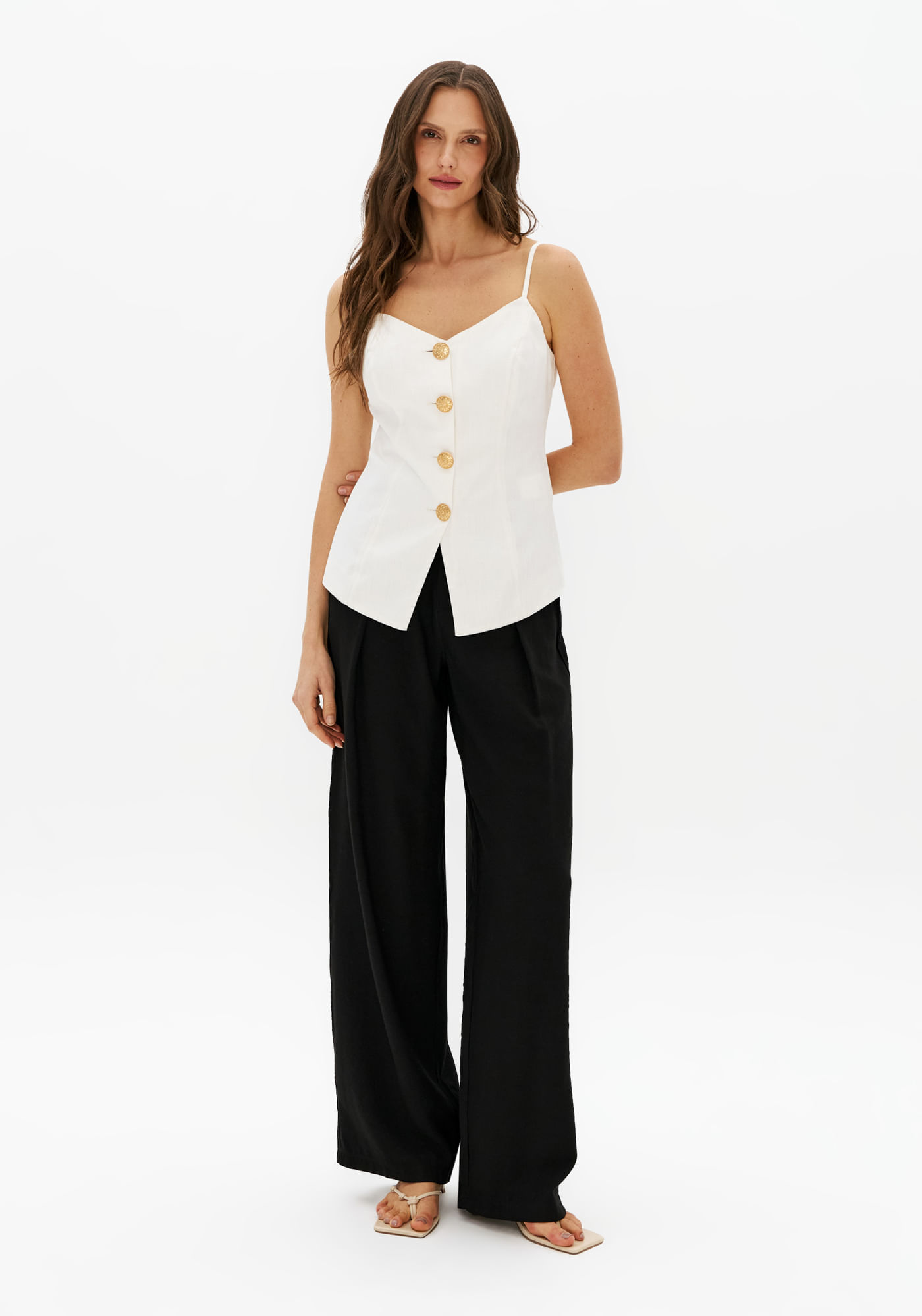 Calça Semiflare Cintura Alta