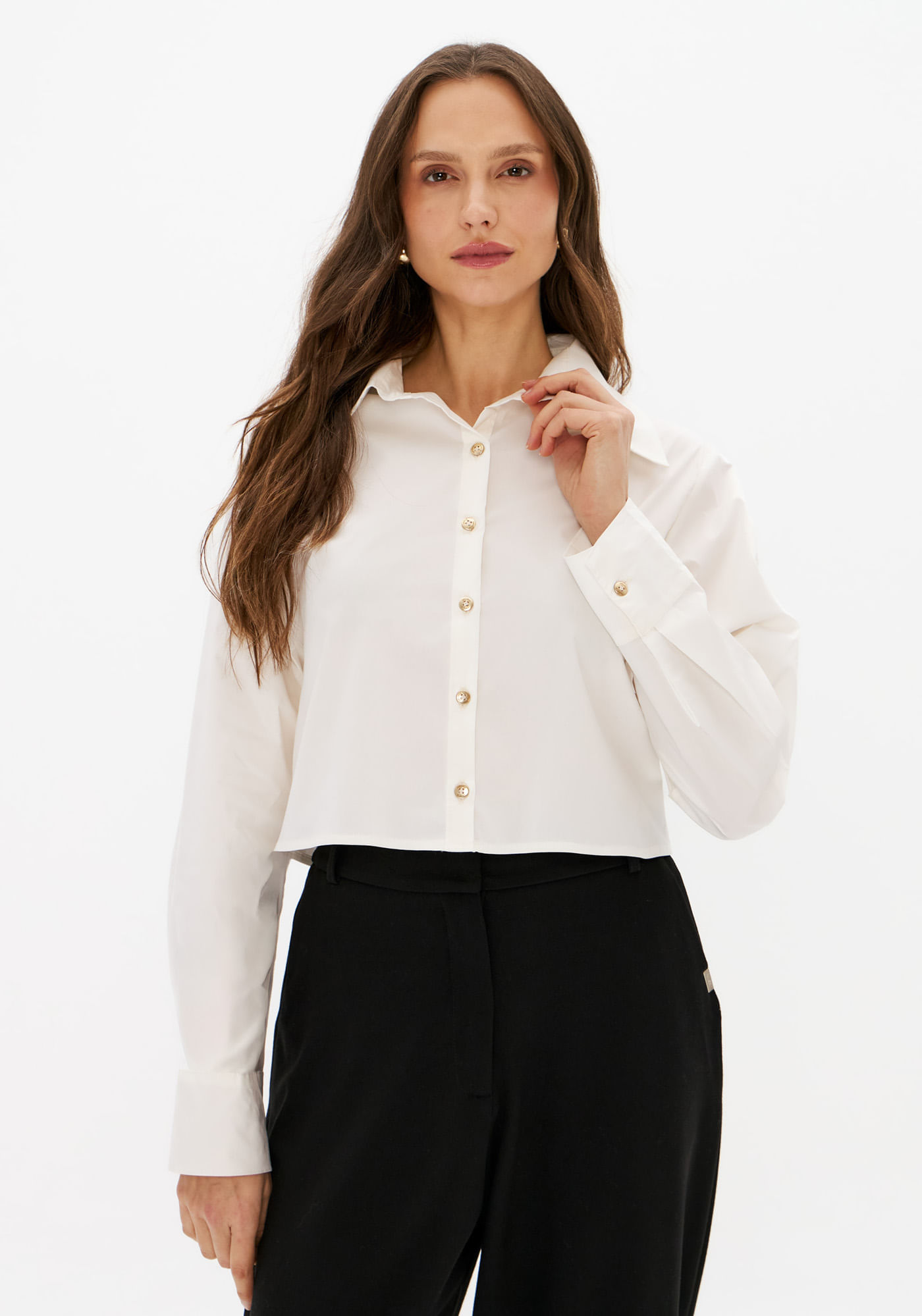 Camisa Cropped Manga Longa