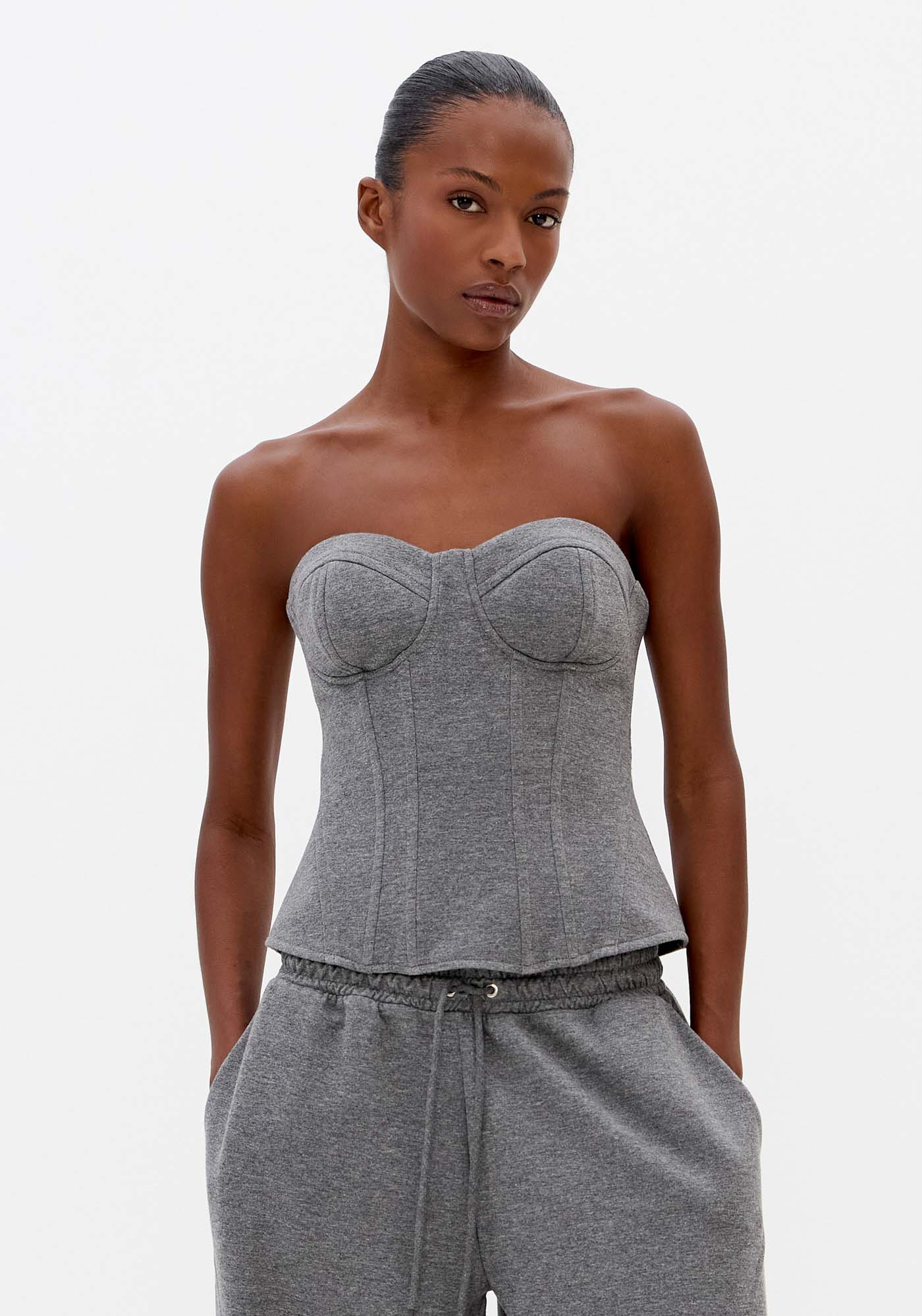 Blusa Corset De Moletom Sem Alças