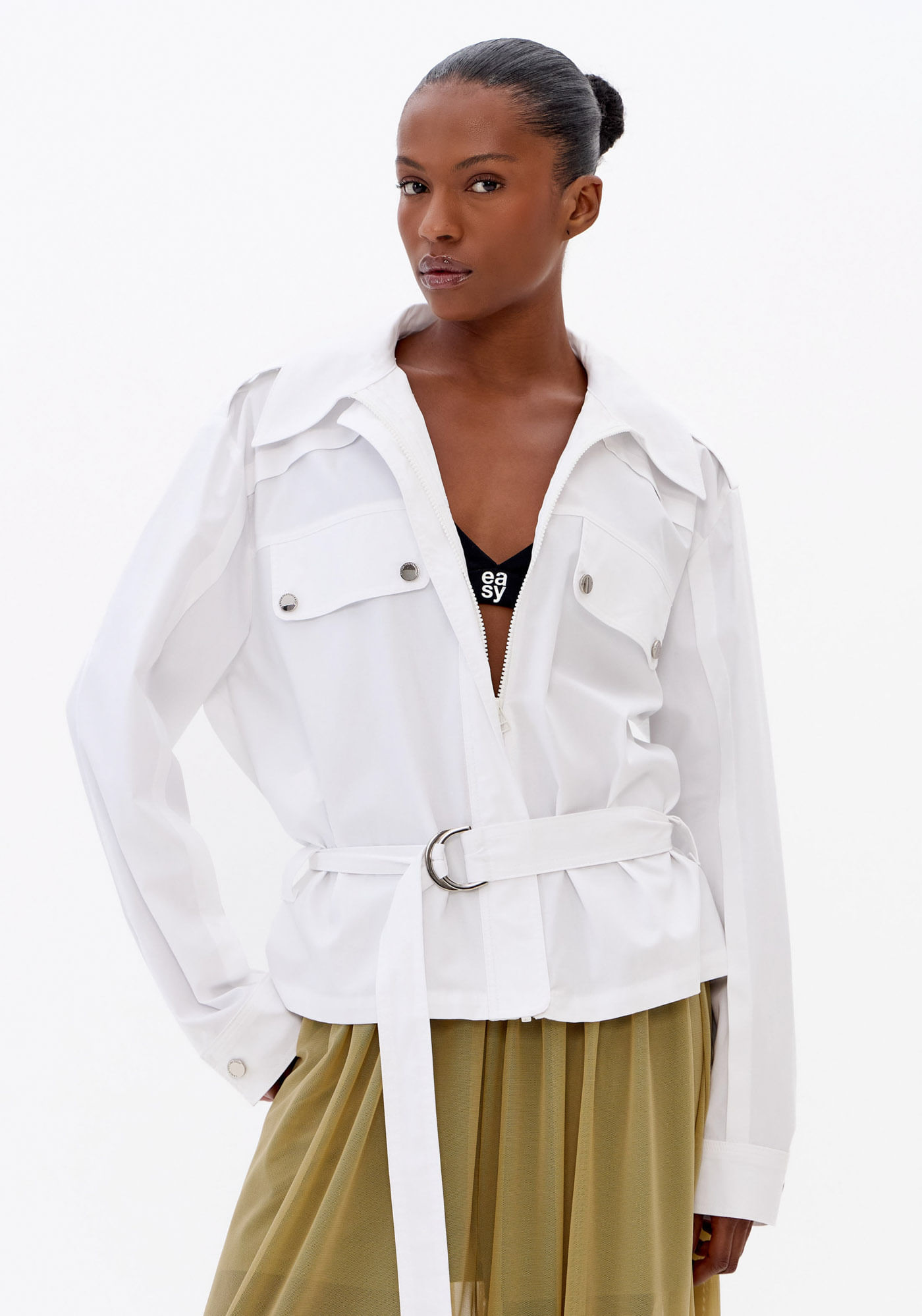 Jaqueta Bomber Com Faixa Tricoline