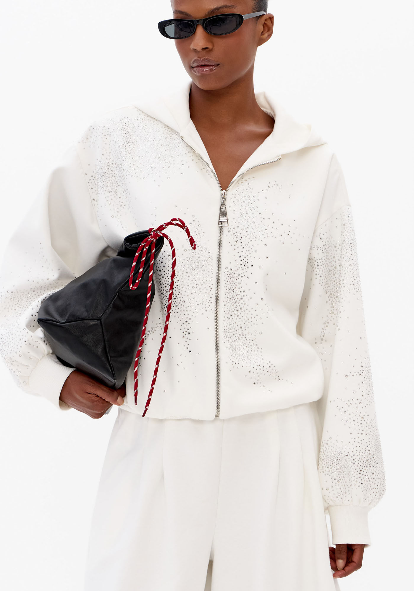 Jaqueta Oversized De Moletom Com Brilhos
