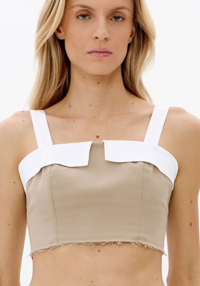 Top Cropped De Alças Com Sobreposição