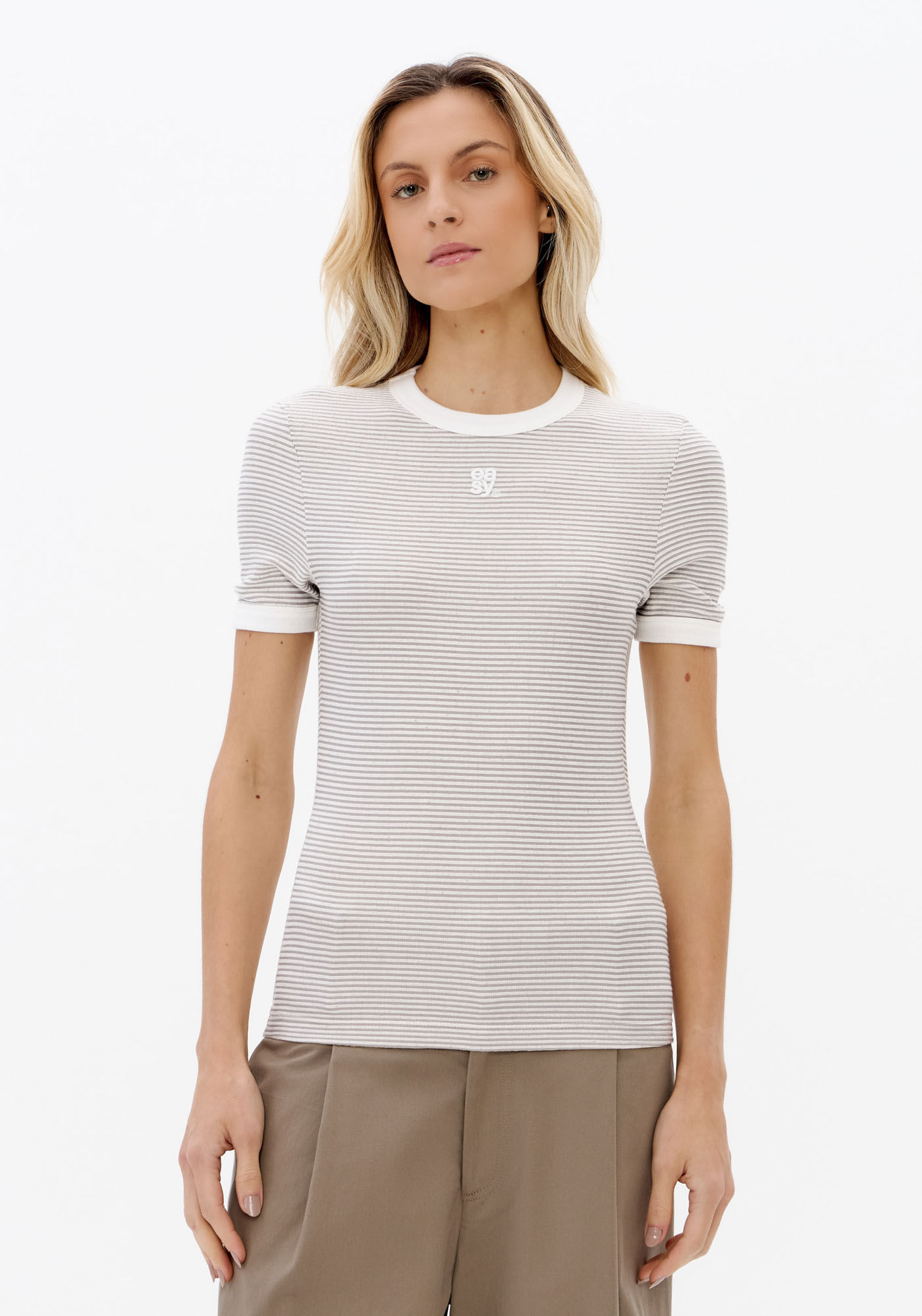 T-Shirt Baby Look Com Linho