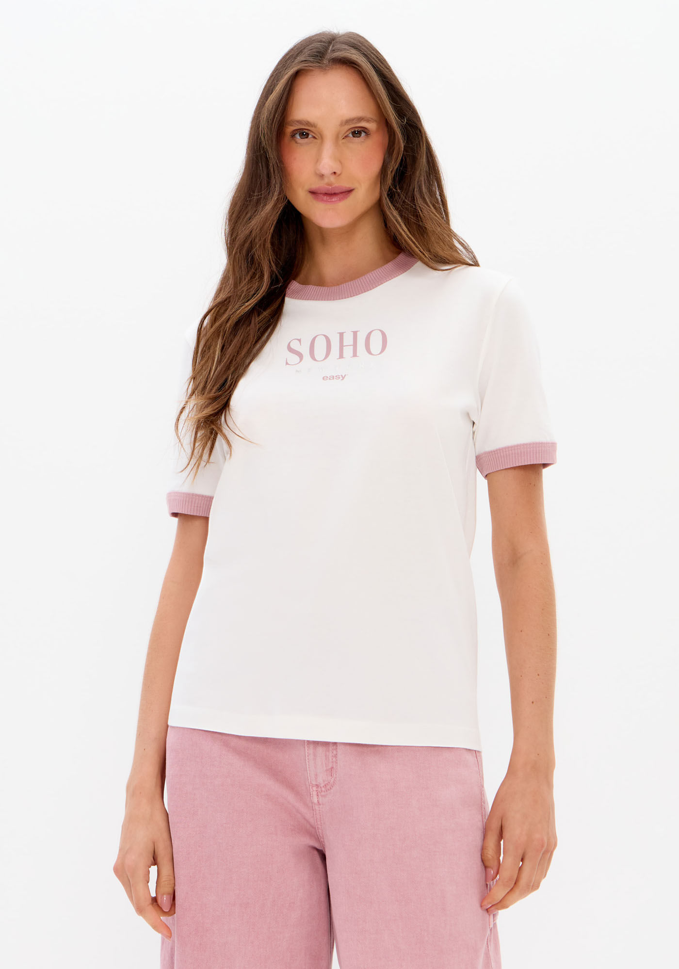 T-Shirt Baby Look Manga Curta