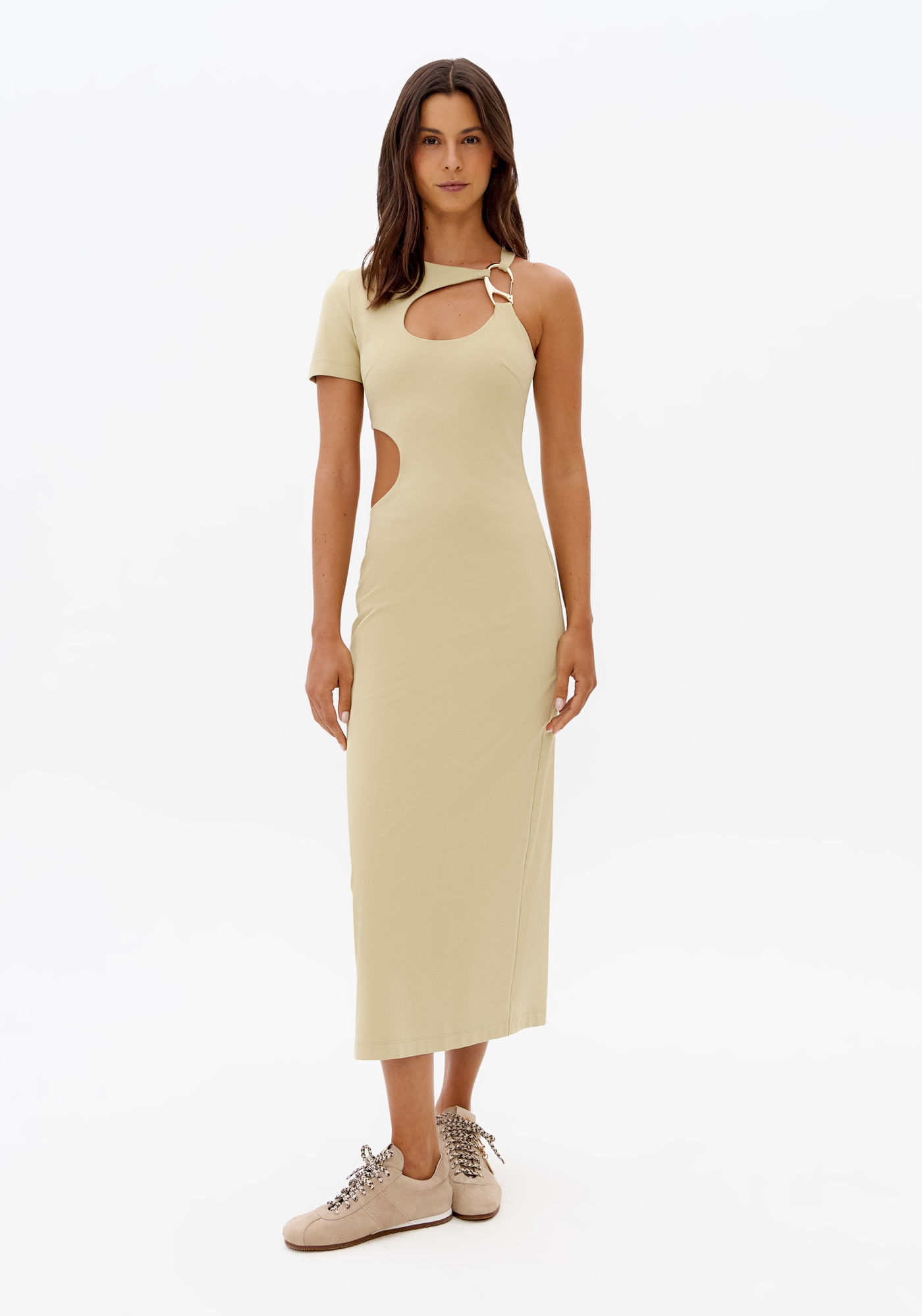 Vestido Super Midi Com Mosquetão