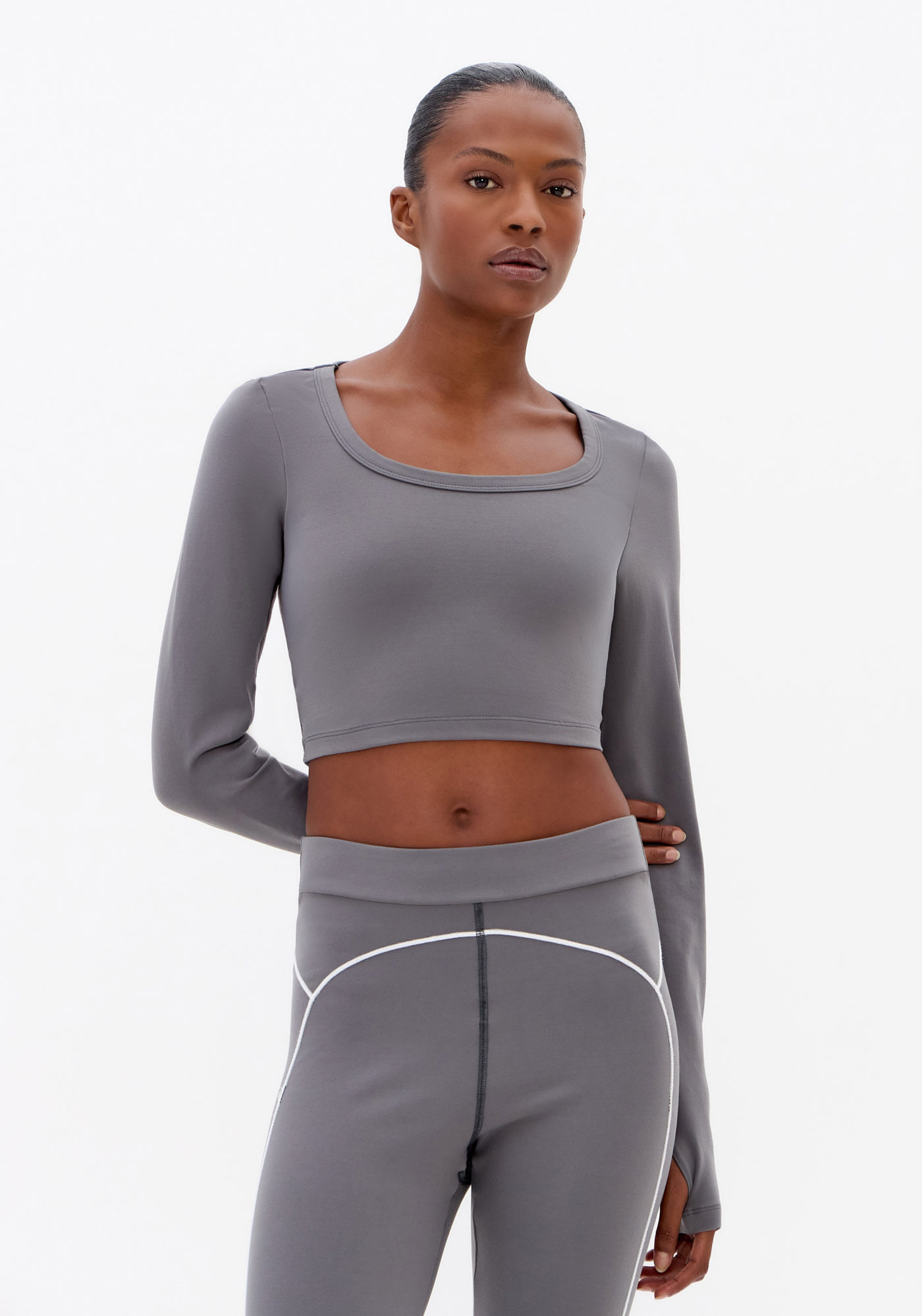 Blusa Sport Cropped Manga Longa