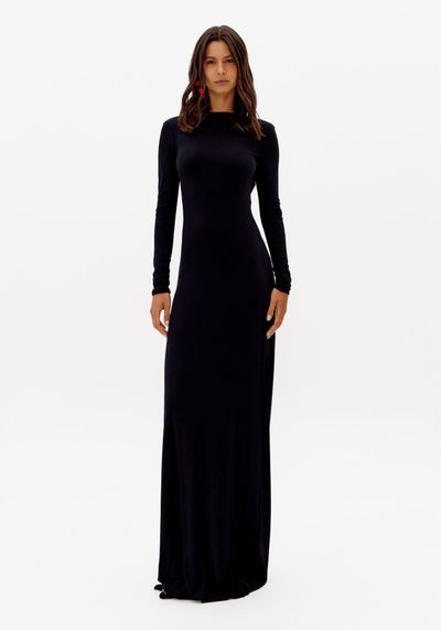 Vestido Longo De Malha Com Metal