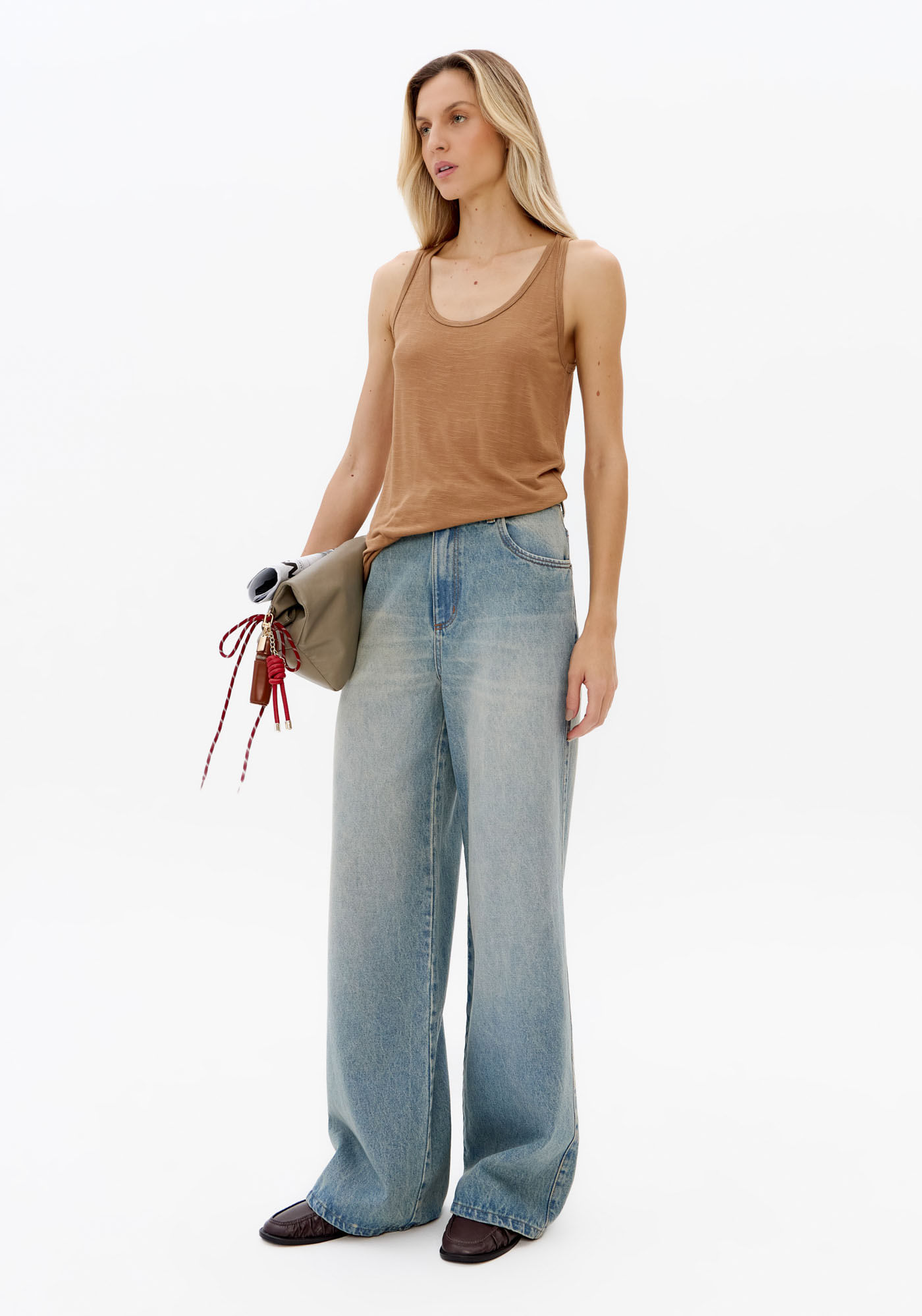 Calça Jeans Wide Leg Cintura Alta
