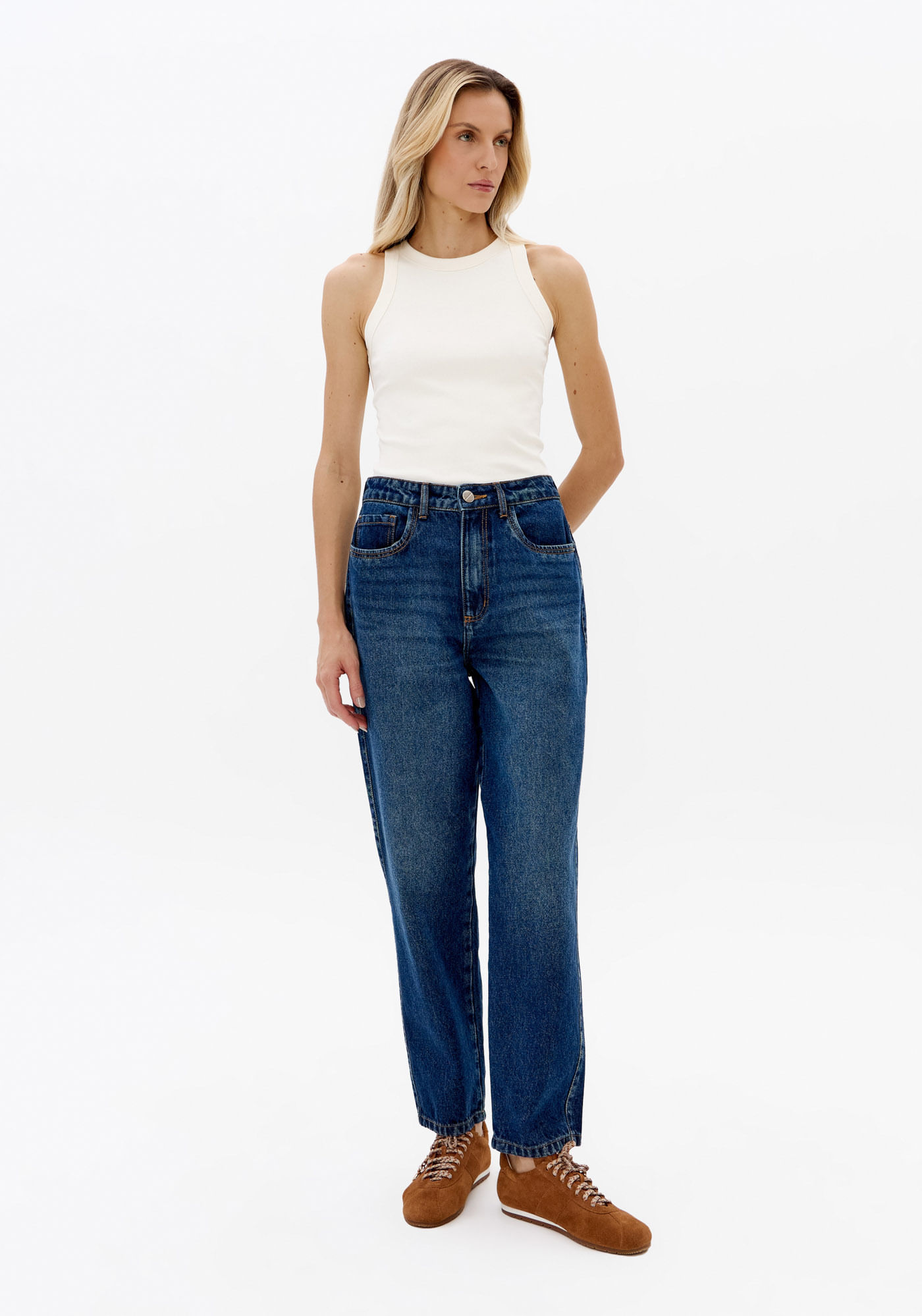 Calça Jeans Mom Cintura Alta