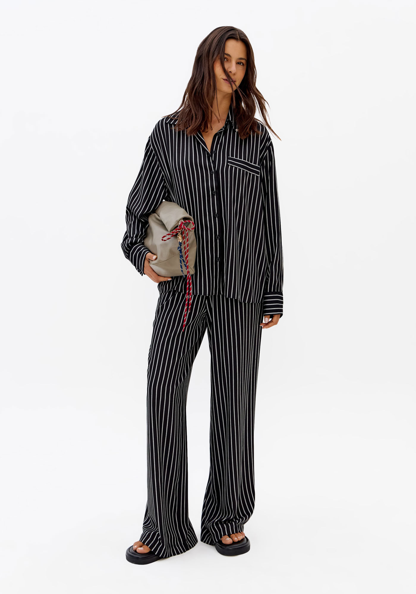 Calça Wide Leg Com Cós De Elástico