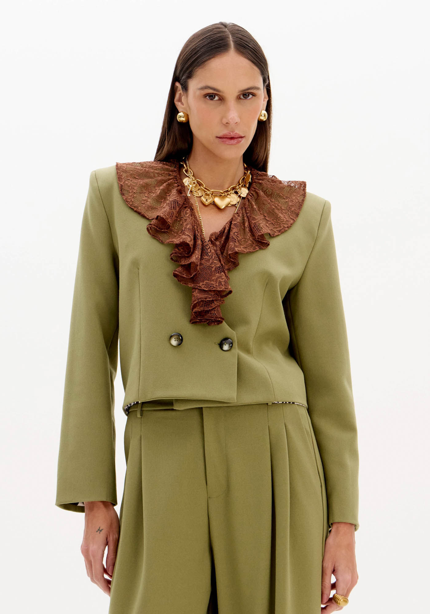Blazer Curto Com Manga Longa