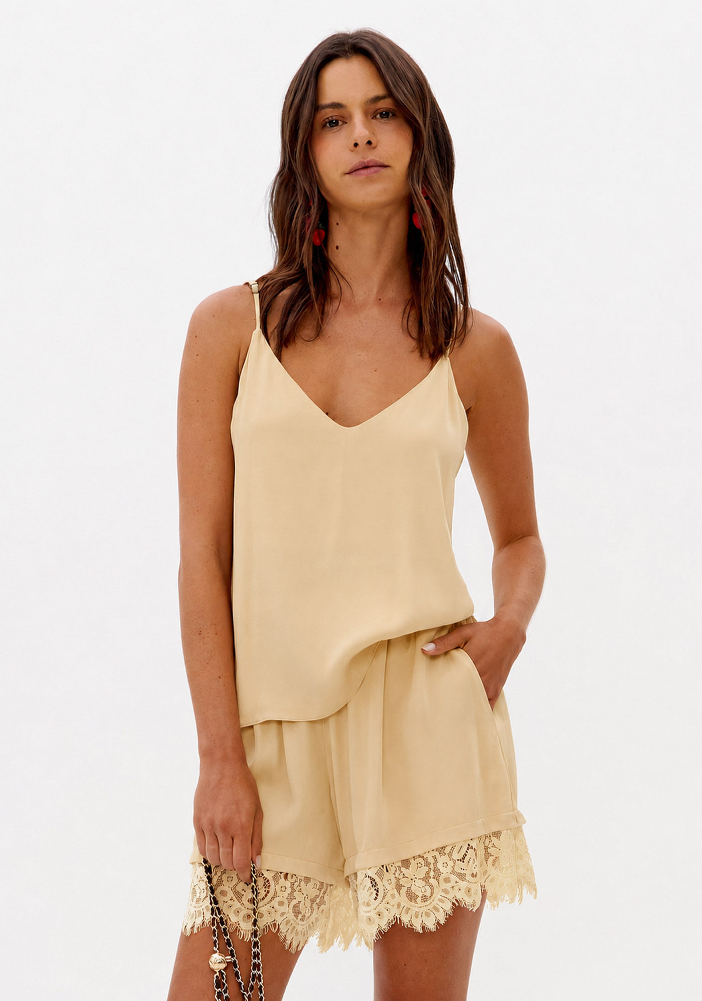Blusa De Alça Acetinada