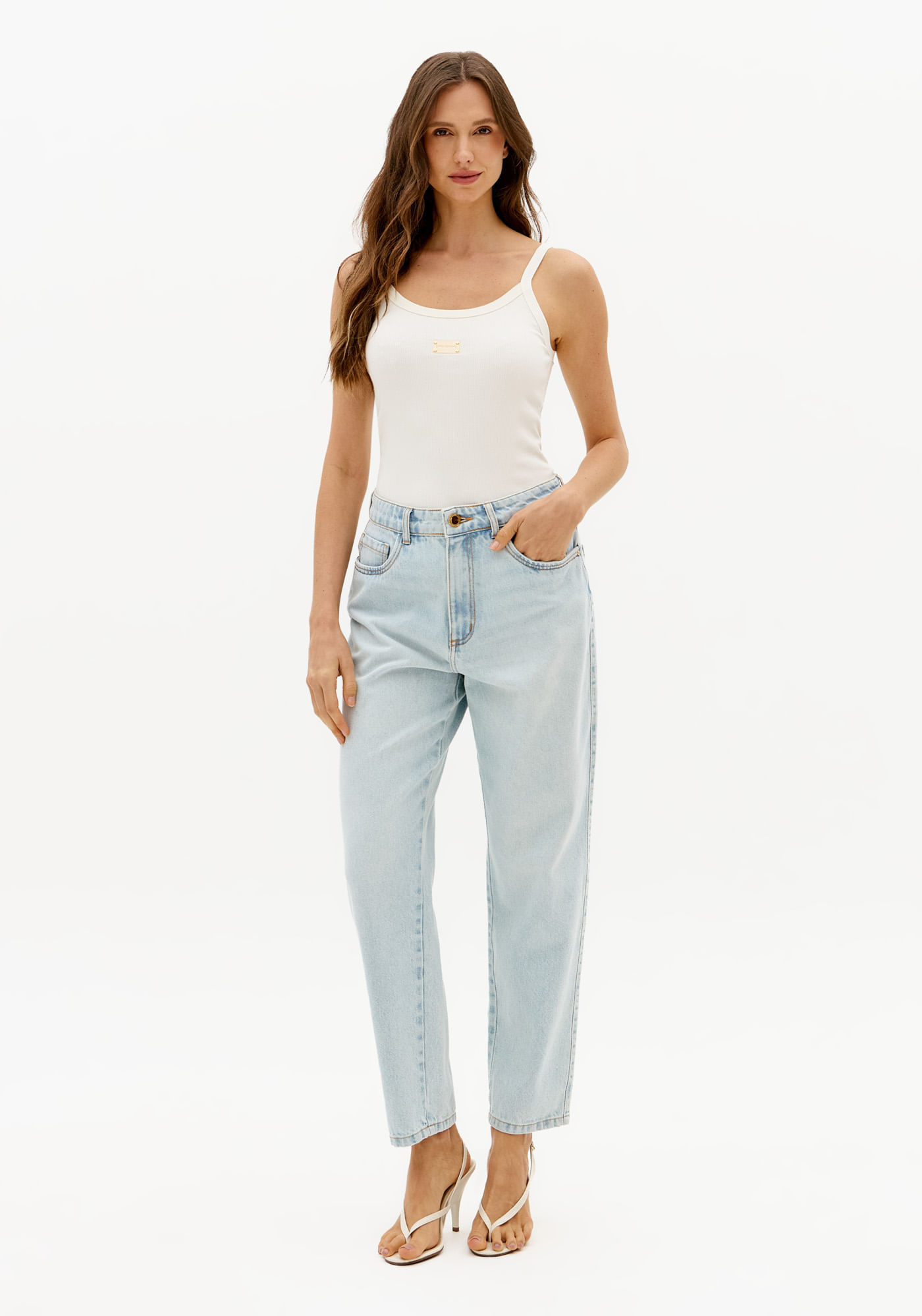Calça Jeans Mom Cintura Alta