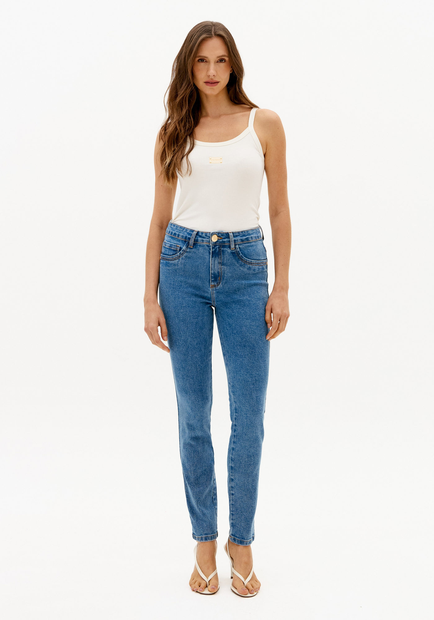 Calça Jeans Skinny Cintura Média